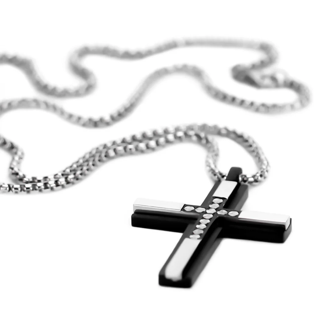 Cadena Cruz Eje Brillante