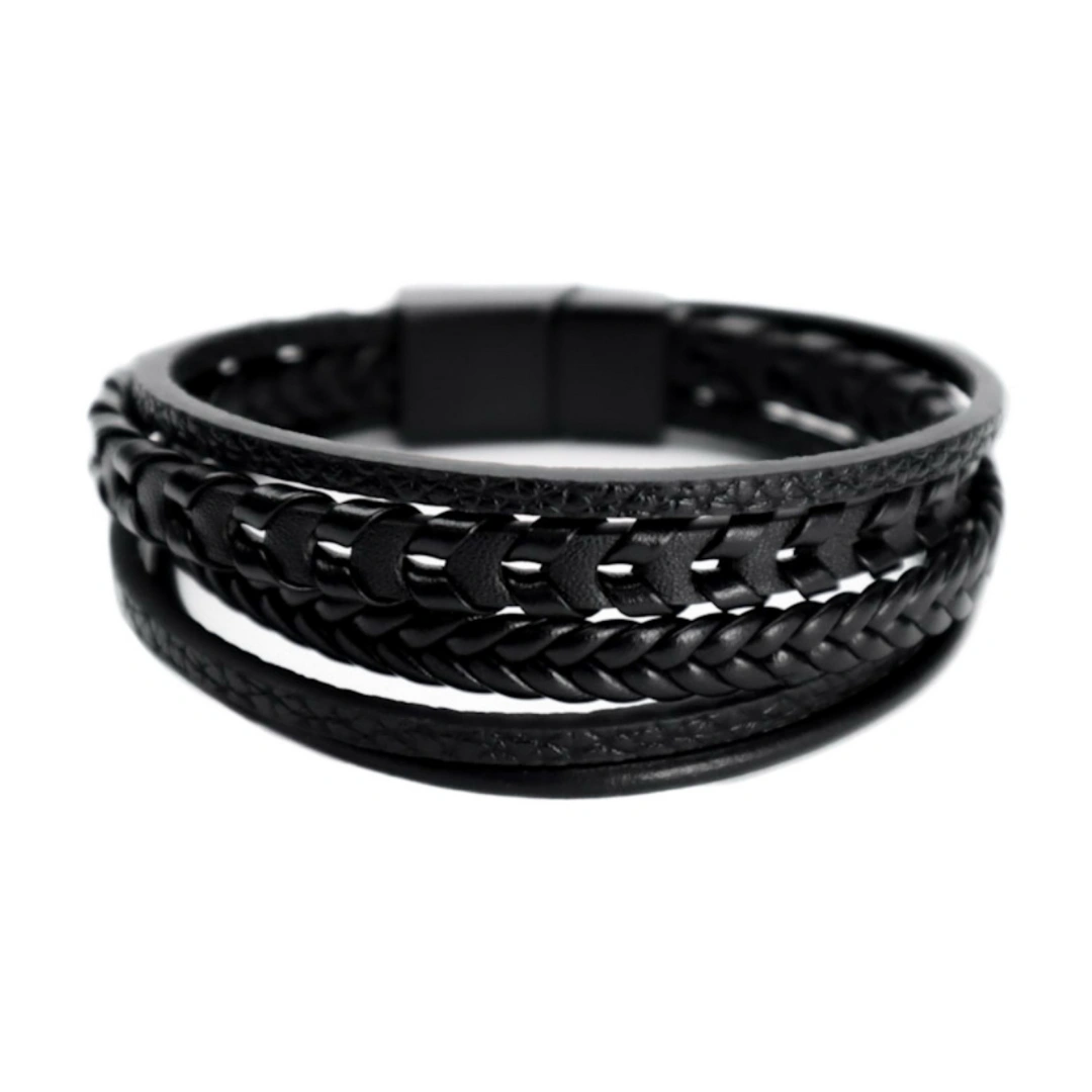 Brazalete de Cuero Ensamble Negro